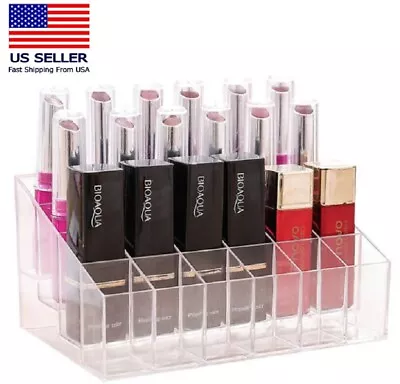 24 Slot Clear Acrylic Lipstick Holder - Cosmetic Organizer Makeup Storage Case • $7.99