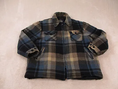 VINTAGE Woolrich Jacket Mens Large Blue Brown Hunting Field Mackinaw Coat Adult* • $98.77
