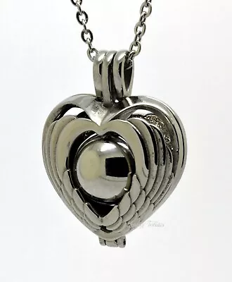 £22.99 • Buy Angel Wings Heart Cremation Urn Necklace Keepsake Pendant Ashes Fur Hair Stash