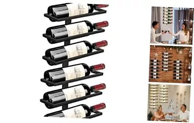 Wall Mounted Wine Rack Adjustable Separable Black Metal Hanging Wine 6 Flat • $50.21