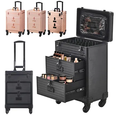 3 In 1 Makeup Trolley Case Mobile Beauty Vanity Hairdressing Case With Drawer • £69.95