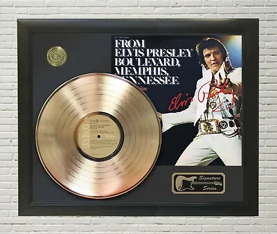 Elvis Presley Framed Black Wood Reproduction Signature Gold LP Display 2 • $225