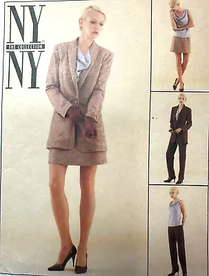 NY NY Collection Jacket Skirt Cowl Shell Slacks McCalls 9572 Sz8 B31 UNCUT • $9.99