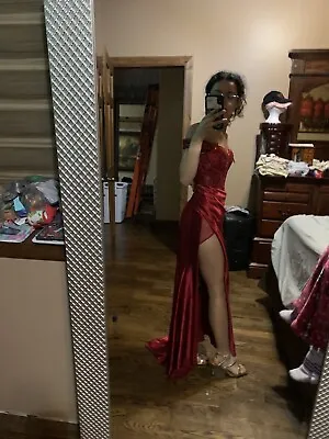 Cicinia Red Corset Prom Dress • $130