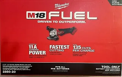 Milwaukee 2880-20 M18 18 Volt Fuel 4 1/2 Grinder W Paddle Switch NEW In Box • $129