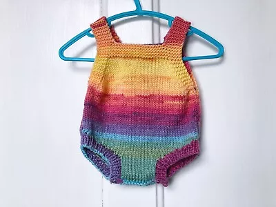 Knitted Baby Romper Rainbow Body Suit Handmade Baby Girl Clothes Newborn • £20