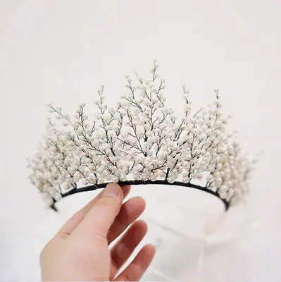 £40.24 • Buy Handmade Princess Crystal Pearl Beaded Vine Wire Wedding Headdress Bridal Tiara