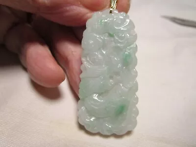 Amazing VTG 14K Gold Chinese Export MUTTON Fat Jade 2 SIDE 2 1/8  Pendant Estate • $247.85