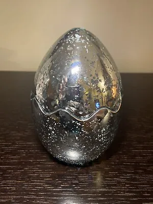 Pier 1 Easter Spring  Egg Mercury Glass Candy Jar 2 Piece • $37.99