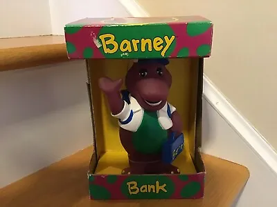 Vintage 1992 Barney Holding Lunch Box & Backpack Coin Piggy Bank 7  New • $10.25