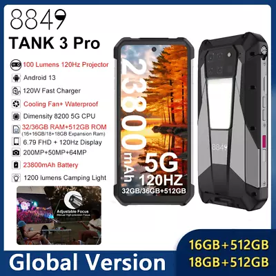 8849 Tank 3 Pro 5G IP68 Phone 100 Lumens Projector 36GB 512GB 23800mAh 200MP NFC • £668.28