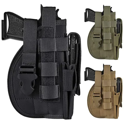 Tactical Molle Right Hand Pistol Holster Fits Gun With Laser Or Light Attachment • $13.98