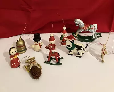 Vintage Wood Christmas Ornaments Lot Of 18 Wooden Mini Miniature Ornament • $13.99