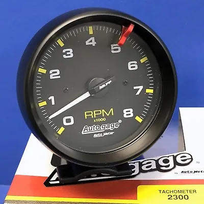 Auto Meter Autogage 2300 Tachometer Tach 8000 RPM Black Pedestal Mount 3 3/4 P • $84.99