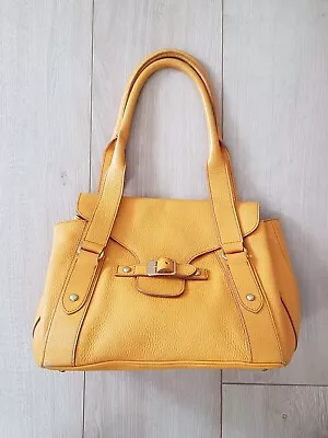Max Mara Genuine Yellow Real Leather Tote Bag Handbag • £35.99