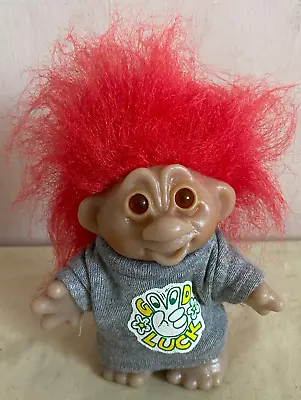 Vintage Dam   Good Luck  Troll Doll 1986  Troll 4.5  Red Hair Hippy Hippie Peace • $12.37