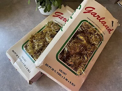 Vintage Gold Tinsel Garland National Tinsel Co USA 42ft Christmas *see Descrip • $12.99