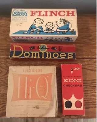 Vintage Game Lot Flinch Hi Q Dominoes And Checkers In Original Boxes • $16