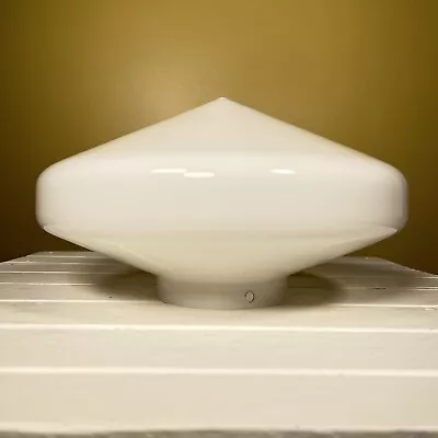 10  Schoolhouse Diamond Pointed Milk Glass Ceiling Light Shade Art Deco Vintage • $65.60