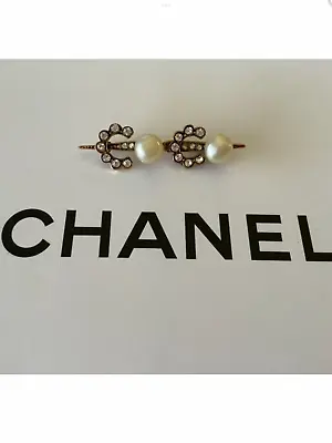 Sale ! Rare Vintage Chanel Crystal And Gripoix Glass Pearl 1984 Coco Pin Brooch • $375