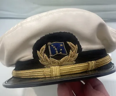 Merchant Marine Wolbro Custom Captains Hat W Embroidered Front Patch • $19.95