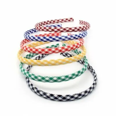 Alice Bands Headband Fabric Gingham Check Box Hair Band Kids Girl School • £2.25