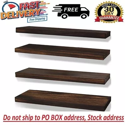 17''Rustic Farmhouse Floating Shelves For Wall Decor Storage Wood-Brown Set Of 4 • $29.99