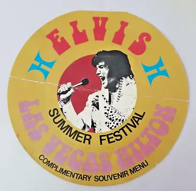 Original 1973 Elvis Presley Las Vegas Hilton Souvenir Menu - Summer Festival • $75