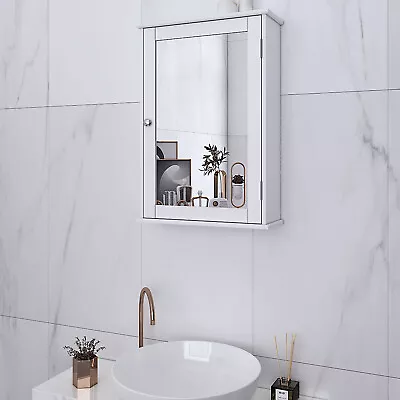 Wall Mount Cabinet Bathroom Storage Laundry Kitchen Organizer W/Mirrored Door • $34.99