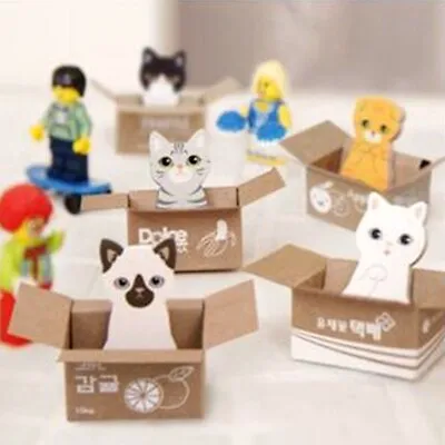 Cat In Box Sticky Notes Pad Memo Page Markers Kawaii Stationery • £2.59