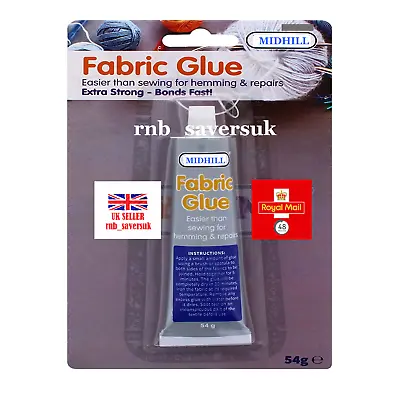 Super Extra Strong Fabric Glue Quick Bond Washable Textile Sewing Hemming 54g • £2.99