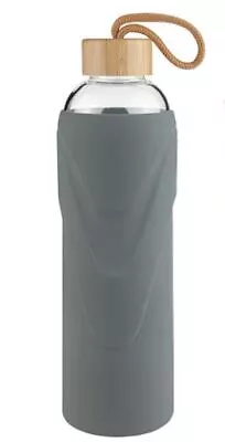 £10.98 • Buy 660ml Sports Borosilicate Glass Water Bottle With Silicone Sleeve Bamboo Lid