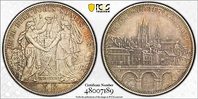 1876 Switzerland Lausanne Silver Shooting 5 Francs PCGS MS-65 • $1350