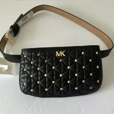 Michael Kors Quilted Studded Belt Bag Funny Pack Pouch Black Sz.S-M • $58.99