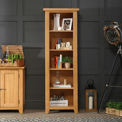 Cheshire Oak Tall Narrow Alcove Bookcase With 4 Adjustable Shelves - AD35 • £349