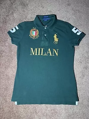 Rare Polo Ralph Lauren City Polo Shirt Milan Skinny Green Womens Size Medium • $118.88