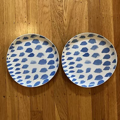 David Stark West Elm 8-7/8  Plate Blue Paint Watercolor • $19.99