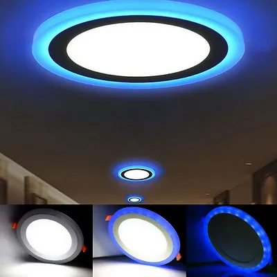 £11.95 • Buy NEW LED Round Recessed Ceiling Panel Light 18w 3 In 1 Coloured Cool White - Blue
