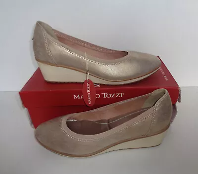 Marco Tozzi Ladies Womens Taupe Shoes Heels Low Wedge Flats New RRP £50 Size 6 • £23.98