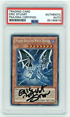 PSA Signed Eric Stuart Yu-Gi-Oh! TCG Malefic Blue-Eyes White Dragon YMP1-EN002 • $129.99