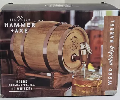 Hammer + Axe Wood Mini Whiskey Barrel Keg Dispenser With Stand • $17