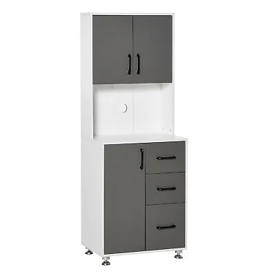 £109.99 • Buy HOMCOM Modern Kitchen Cupboard Storage Organiser Microwave Cabinet Grey