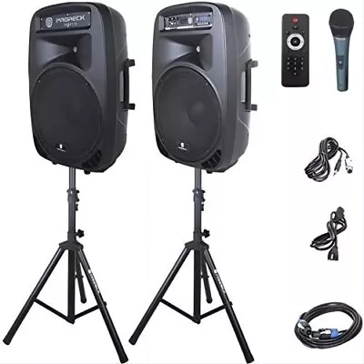 PRORECK 2000W 15  Powered DJ PA Speaker System Bluetooth/USB/SD/LED • $339.99