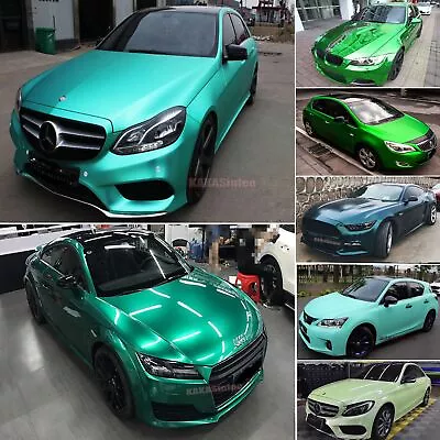 Full Car Wrap Green Pearl Gloss Satin Chameleon Mirror Chrome Vinyl Sticker US • $297.68