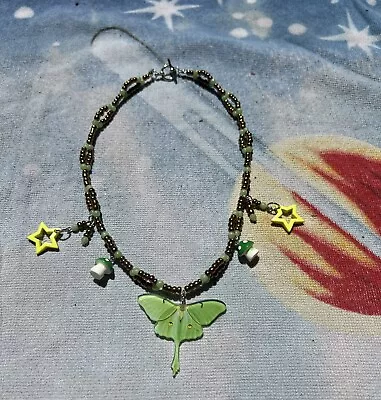 Green Moth 🦋 Mushroom 🍄 And Star ⭐️Beaded  Multi Layered Necklace ✨ • $10
