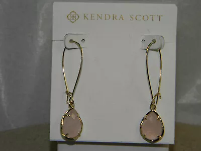 Kendra Scott Long Hook Dee Pink Quartz Earrings NWT • $39.99