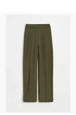 H. M Wide High Waist Trousers And Khaki Green-10 RRP £32 • £10