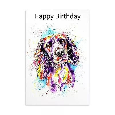 Birthday Card Spaniel Springer Cocker Working Welsh Gift - CUSTOM TEXT • £4.99