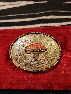 Beautiful Vintage Montana Silversmith Belt Buckle 33843 Cowboy Up • $45