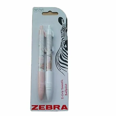 £2.99 • Buy ZEBRA Z-Grip Marble Design Ballpoint Pens-Retractable Smooth Black Ink - 2 Pack